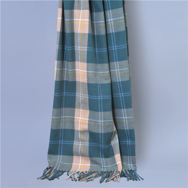 Dingtai Green Plaid Printed Single Blanket Office Fleece Blanket 100% Polyester Super Soft Blanket Knitted