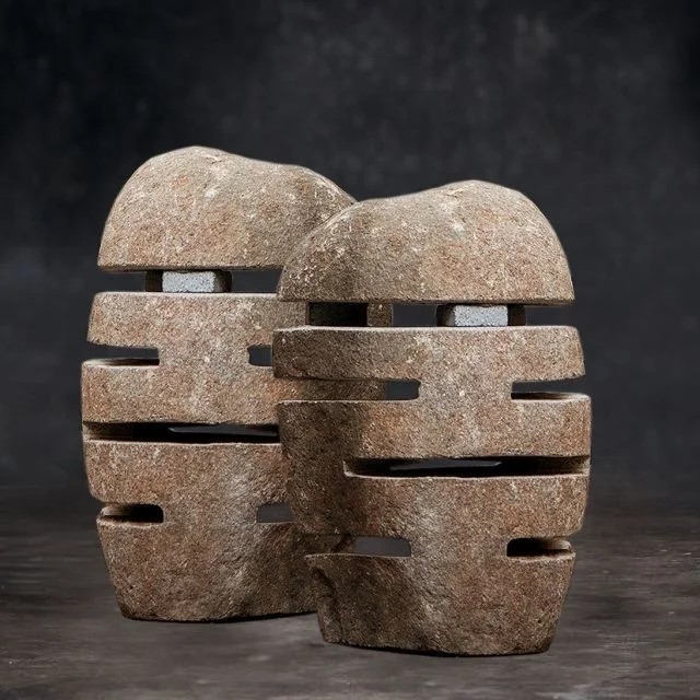 Indonesia natural river stone garden lamp for landscape accessories type groove