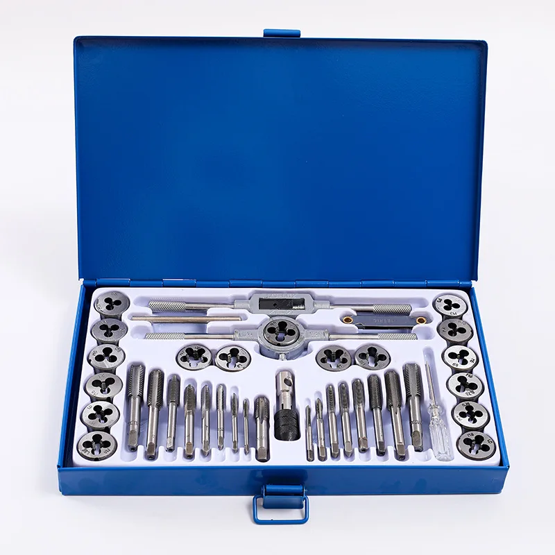 40Pcs Tap and Die Set Metric Wrench Cut M3-M12 Tap and Die Kit Metric Hand Threading Tool Set Engineer Kit with Metal Case