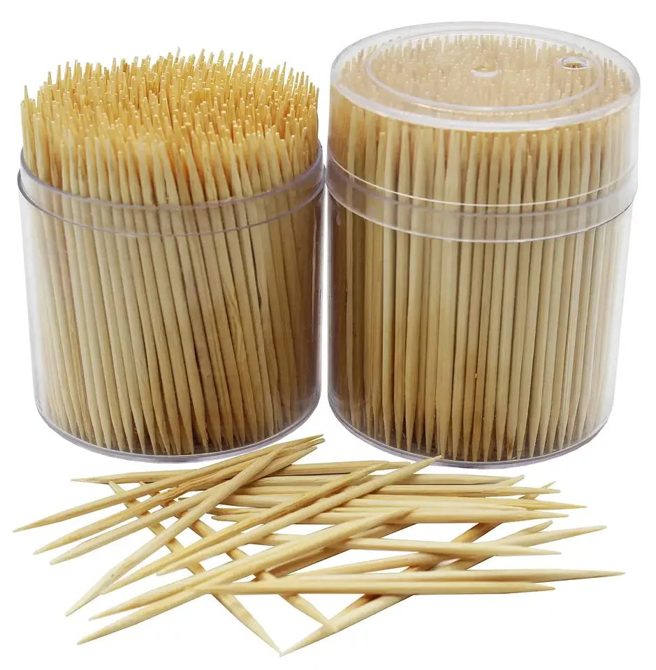 Disposable Wooden Tooth Pick Mint Surface Smooth Kids Bamboo Tooth Pic Stocked Disposable Custom Toothpicks Flags