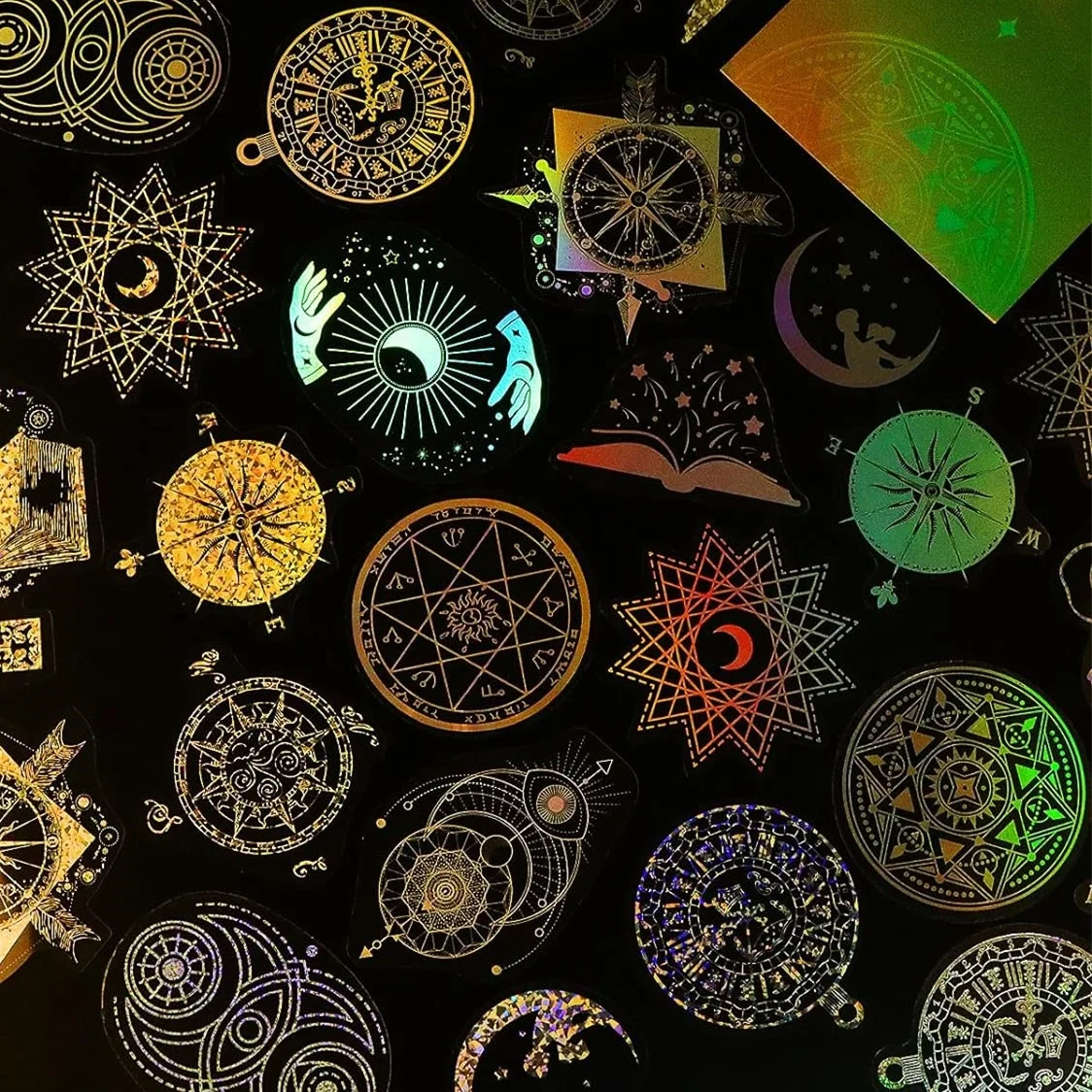 Shiny Resin Stickers Kalolary Holographic Stickers for Art Craft Adhesive Rainbow Magic Butterfly Stickers Coloful Laser