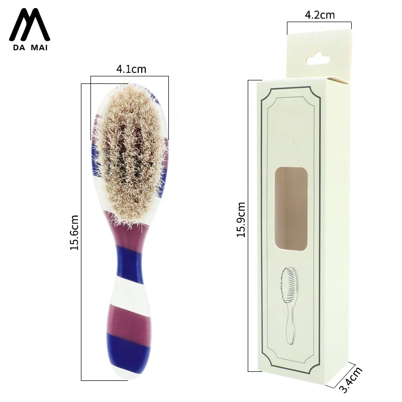 Black Hair Custom Logo Plastic Beard Brush Comb Hardwood 360 Curved Wave Boar Bristle Brush for Shaving Men Mustache