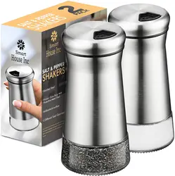 Gorgeous Salt and Pepper Shakers Set With Adjustable Pour Holes Stainless Steel Spice Jars Perfect Dispenser Set