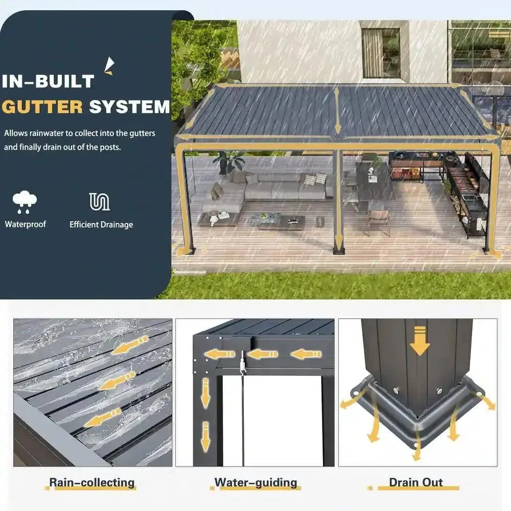 CE Approved 3x4 Outdoor Aluminum Gazebo Pergola Motorized Garden Aluminium Louver Pergola