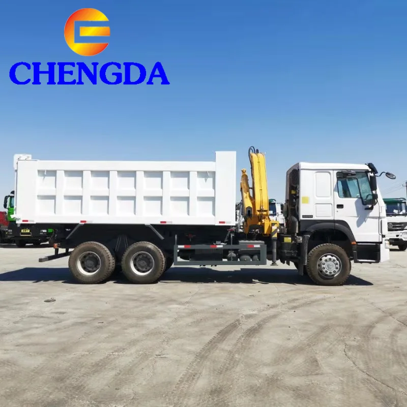 Sinotruck 6X4 371HP HOWO Tipper Dump Truck With Crane