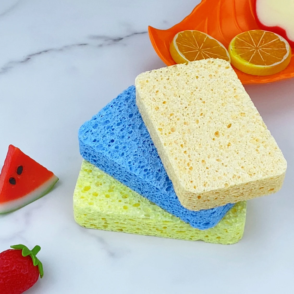 Экологически чистая целлюлозная биоразлагаемая кухонная губка для мытья посуды