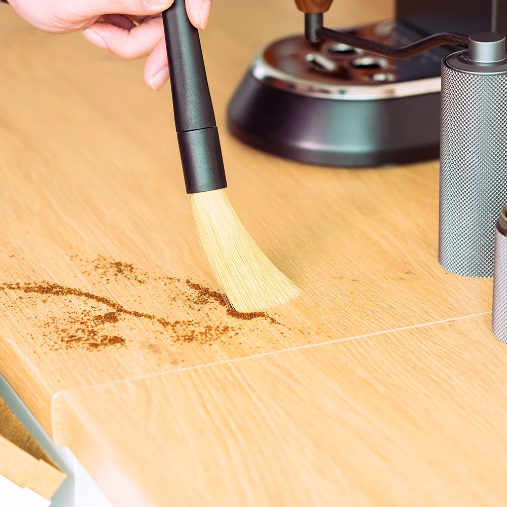 I Cafilas Double Head Coffee Cleaning Brush BPA-Free Head Sweeping Plate Brush Tail Cylindrical Brush