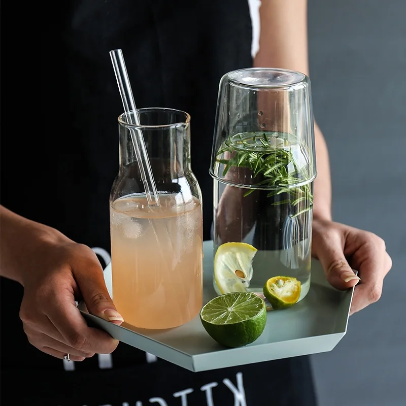 Стеклянный кувшин для воды для одного человека в японском стиле, маленькая емкость, с одной чашкой в комплекте, графин с чашкой на выбор