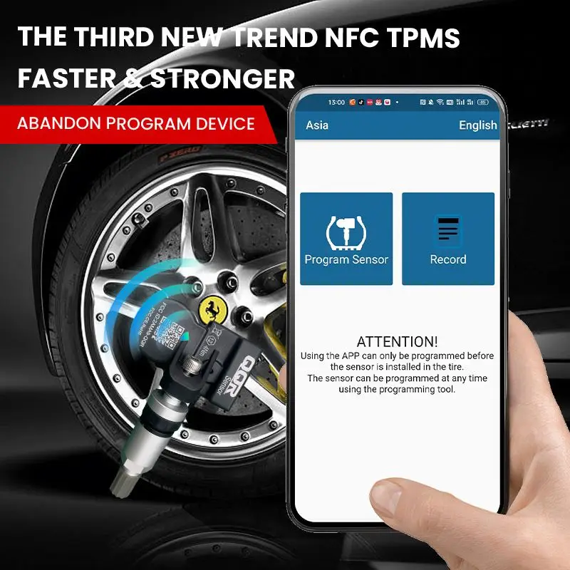 NFC Универсальный датчик Tpms для инструмента автомобиля 433 мГц + 315 программирование по телефону системы контроля давления в шинах