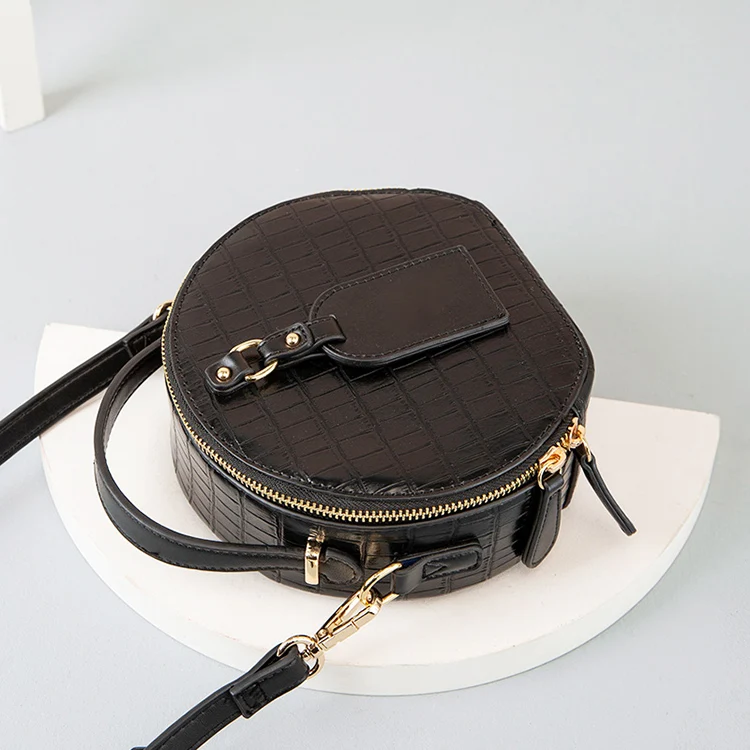 AZB059 Hot Sale Crocodile Vegan Pu Leather Popular Shoulder Purse Round Shape Women Purses Handbags Wholesale Handbags for Women