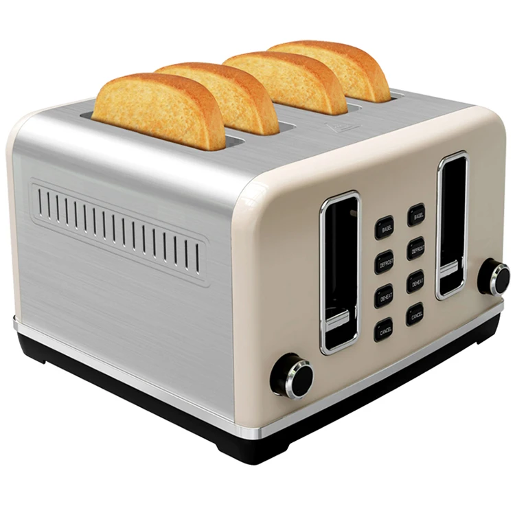 Электрический тостер для хлеба, 4 ломтика, с функцией автоматического отключения и отмены/разморозки/повторного нагрева/мешка, 22868