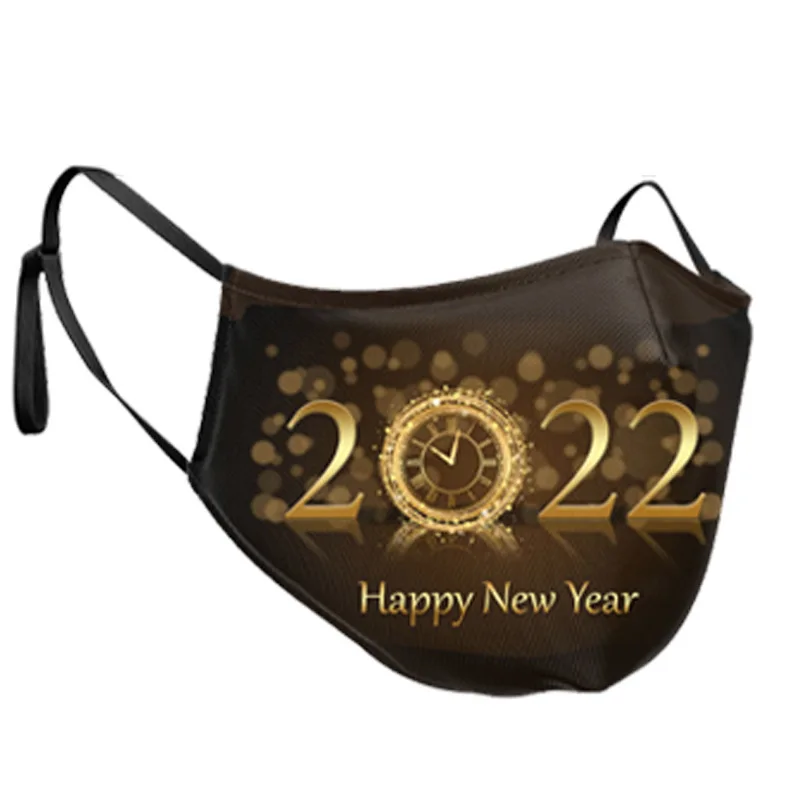2022 Reusable Washable Masks Happy New Year Face Mask With PM2.5 Filter Element