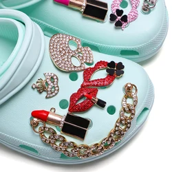 Luxury Charms Shoes Decoration Bling Footwear Accessories Shoe Lipstick Metal Crystal Clogs