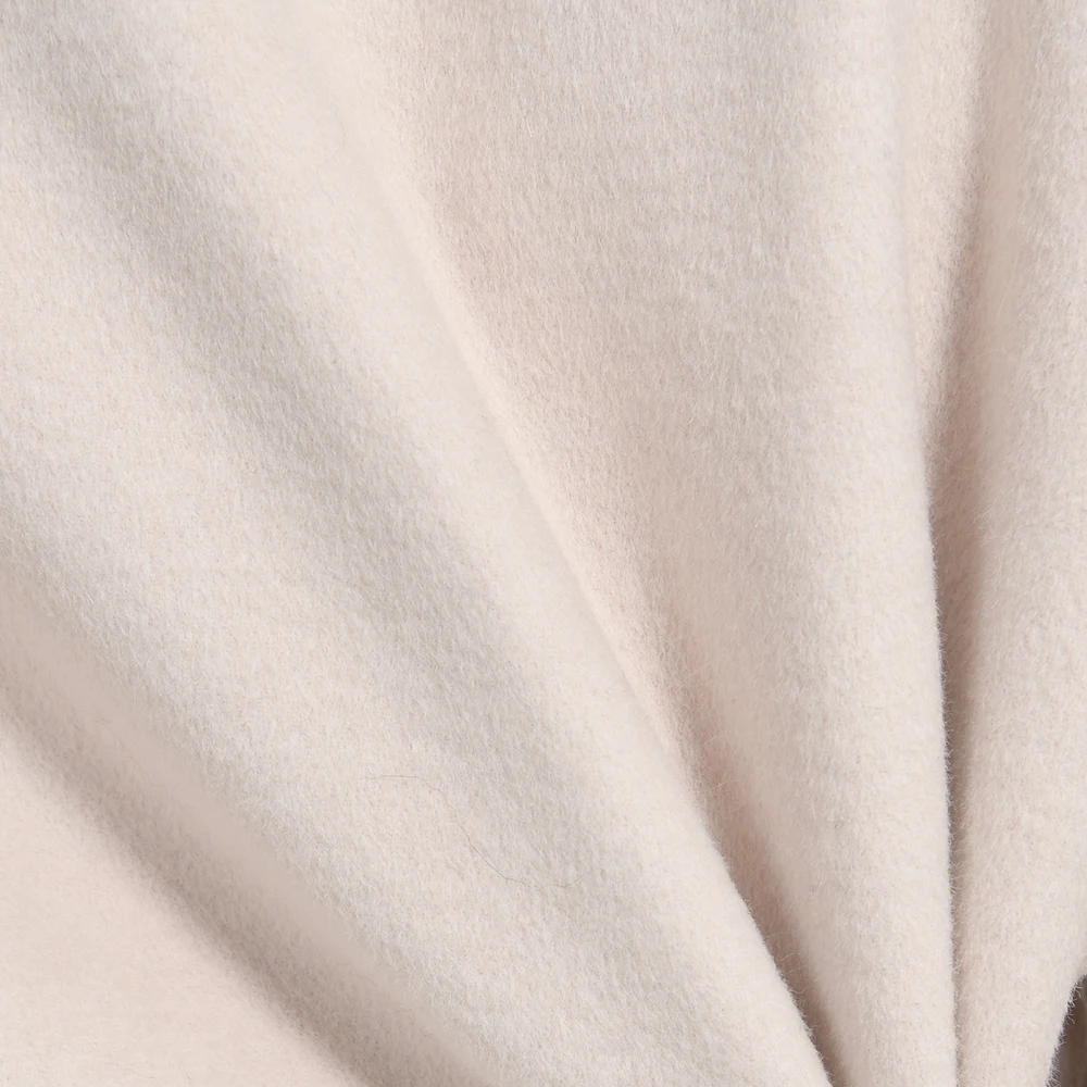 Wholesale Single Breasted Cropped Cashmere Women Coat Fluffy Real Fur Collar Elegant Custom Soft Double Faced Wool Winter Coat