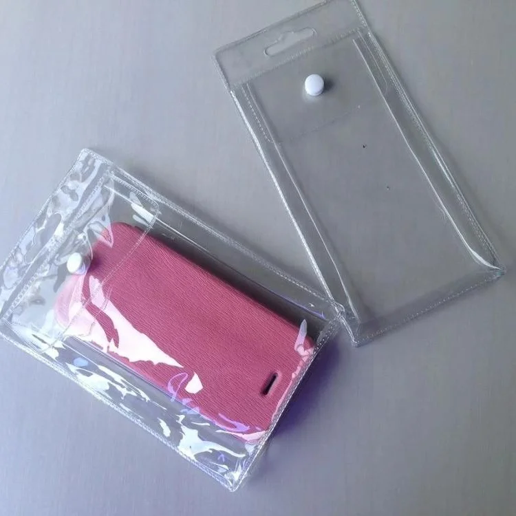 Nice price clear pvc plastic bag with snap button