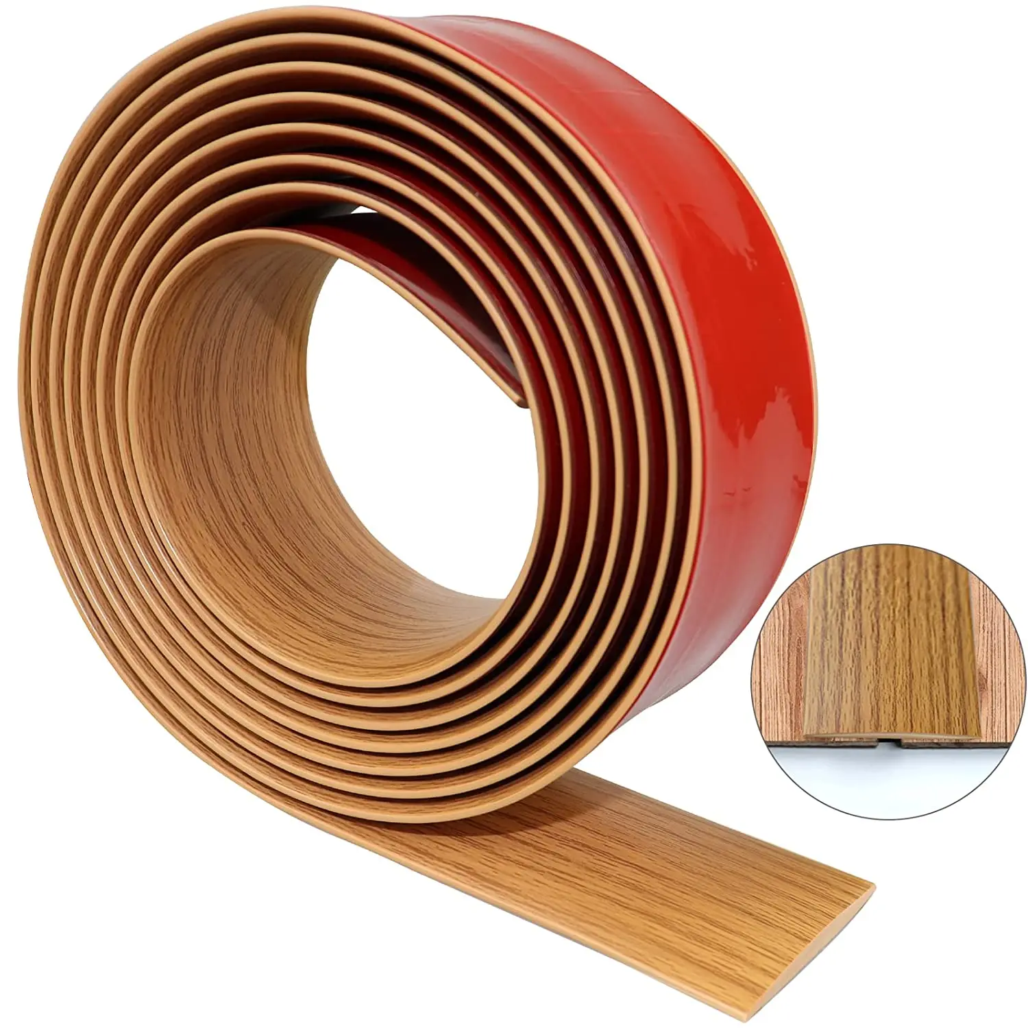 3.28 Ft Vinyl Floor Transition Strip Self Adhesive Rubber Threshold Strip for Doorways Flat Strips for Laminate Flooring