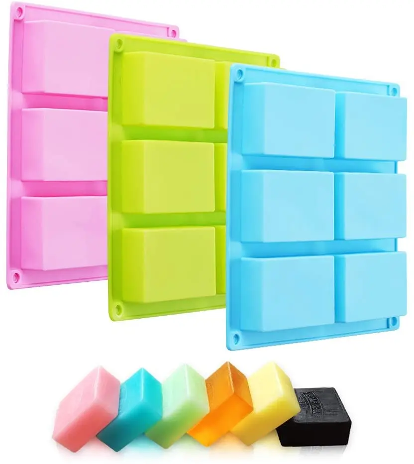 Wholesale Rectangle 6-Cavity 3D Hand Bar Handmade Making Silicone Soap Mold with custom logo