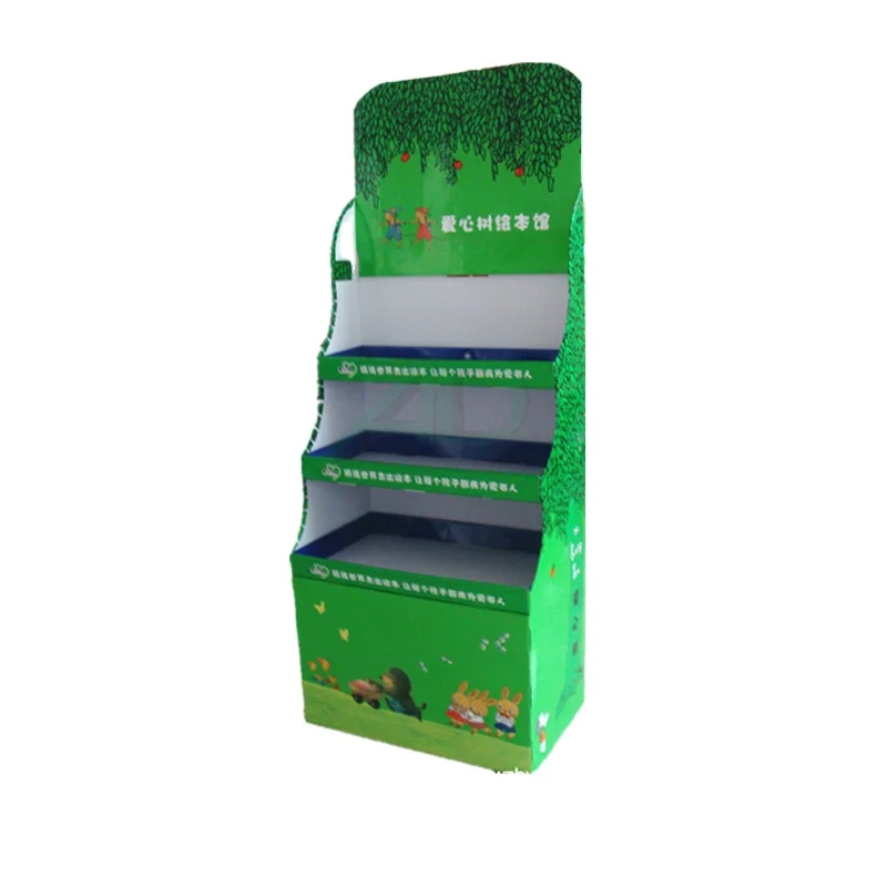 customized graphic POP advertising display shelf recyclable sturdy cardboard display stand for supermarket