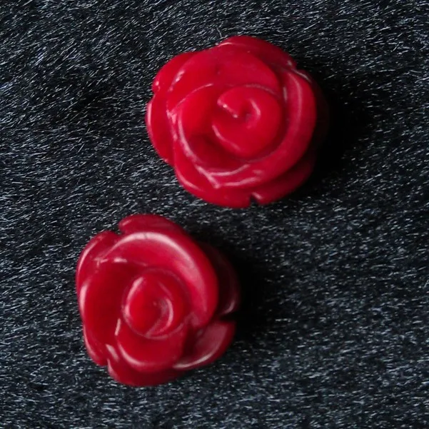 10mm Half Drill Rose/Flower Shape Dyed Red Coral Beads For Wholesale