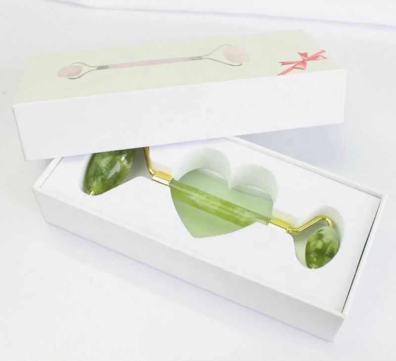  100% натуральный нефритовый массажер для лица nephrite green jade derma face stone ball roller and gua