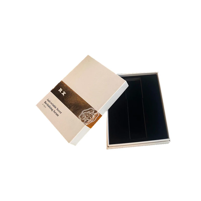 Factory Price Luxury Art Paper With 2mm Paperboard Customize Logo Foil Hot Stamping  For Cosmetic Bottle insert Packaging Box