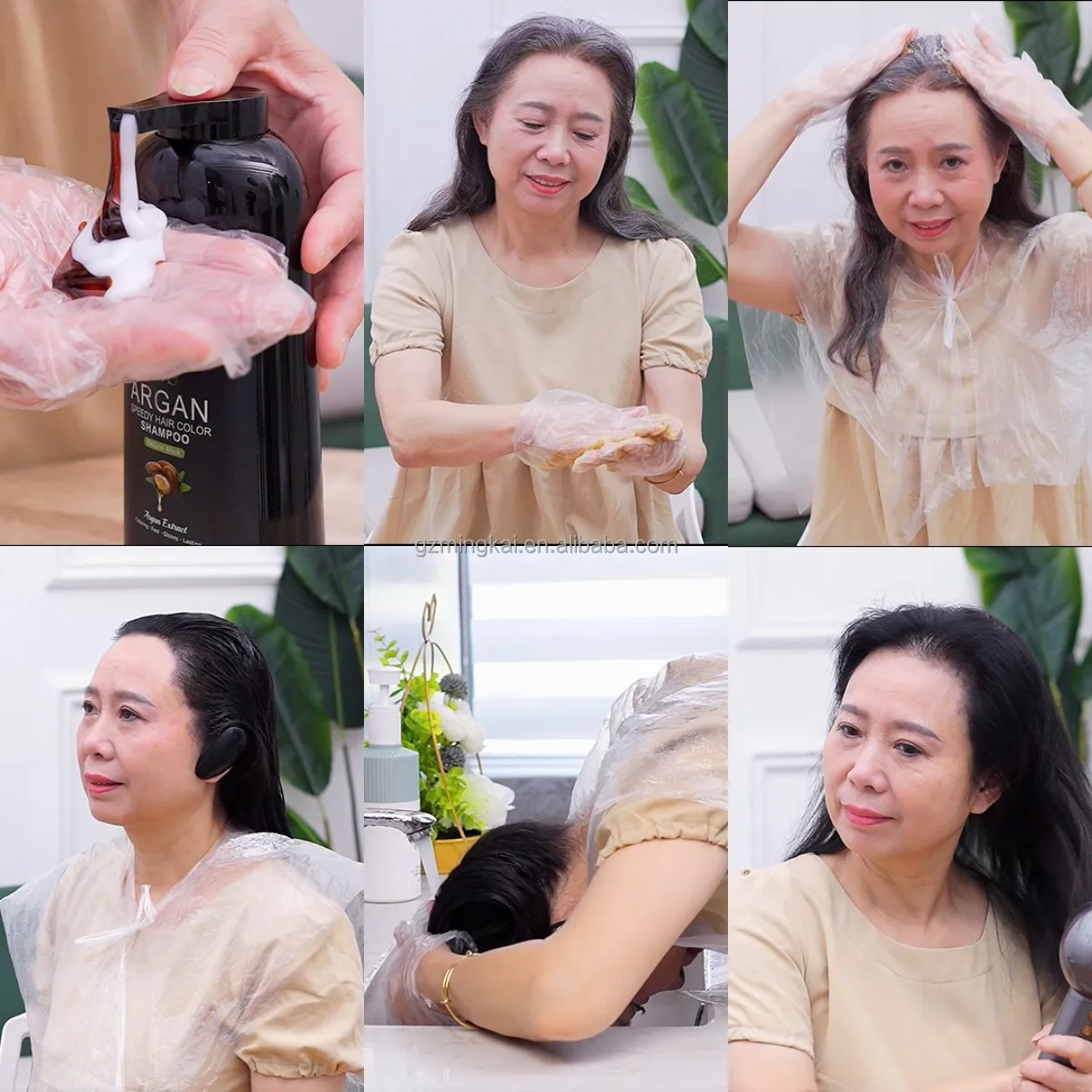 IVS 400ml Professional Permanent Halal Argan Oil Natural Black Hair Shampoo Dye Hair Color Shampoo For Men And Women