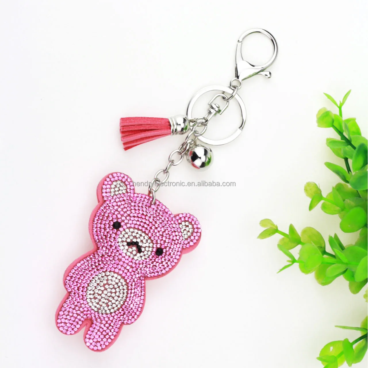 Wholesale Bling Bear Key Ring Pendant Multi colors Rhinestone Glitter Mini Bear Keychains For Women Bag