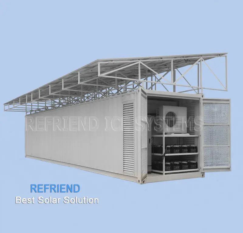 20ft Solar Power Container Freezer and Chiller and ice maker