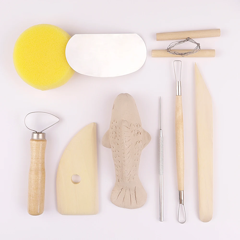 HCHWENH Art Clay Tool Kit 8 Pcs Pottery Sculpting Modeling Clay Tools Set Polymer Clay Tools
