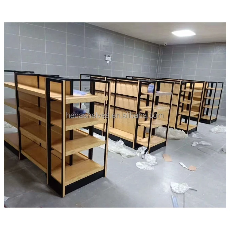 Wine Shelves Commercial Wooden Metal Storage Shelf Wood Shelves For Retail Store