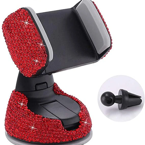 Premium 360 Rotation Car Air Vent Mount Mobile Stand Phone Holders with Bling Rihnstone