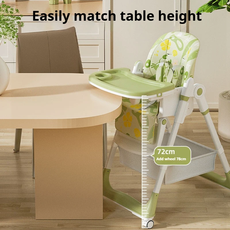 Baby Candy Color High Feeding Chair Portable Kids Table Foldable Dining Chair Adjustable Height Food Chair With Cushion