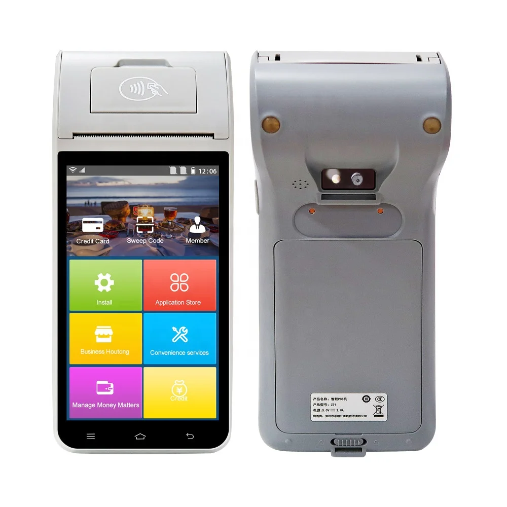 ZCS Z91 Android 11 портативный pos терминал GMS NFC POS мобильные pos-системы с принтером для печати