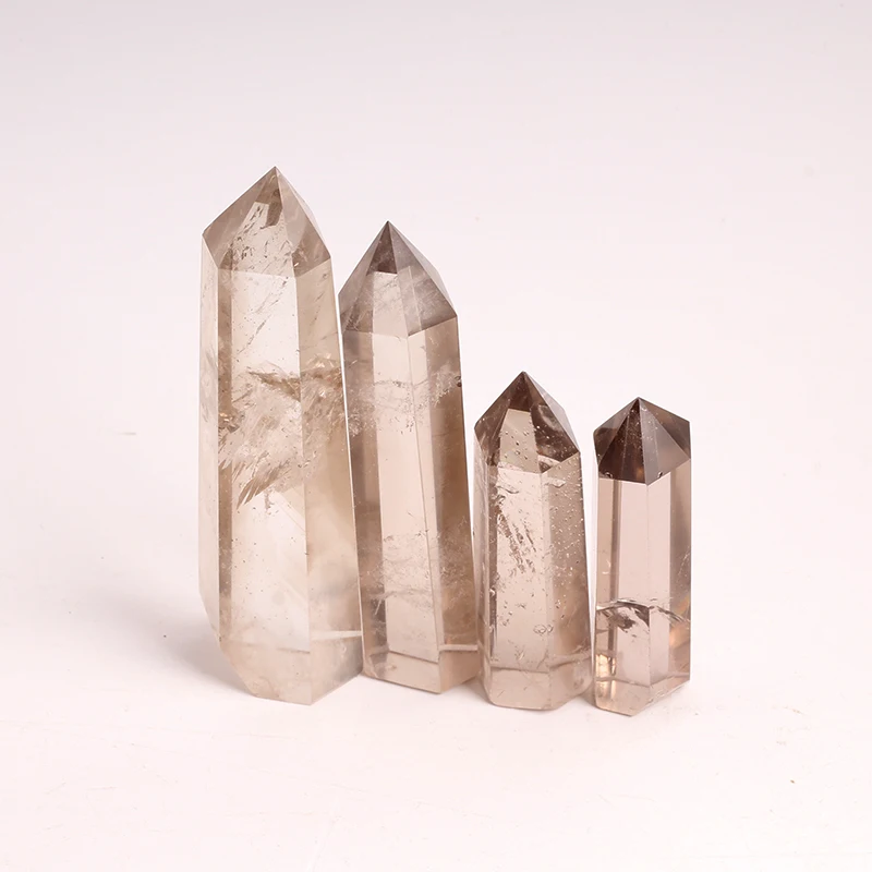 hot sale high quality nature smoky quartz crystals wand healing tower points for home decoration