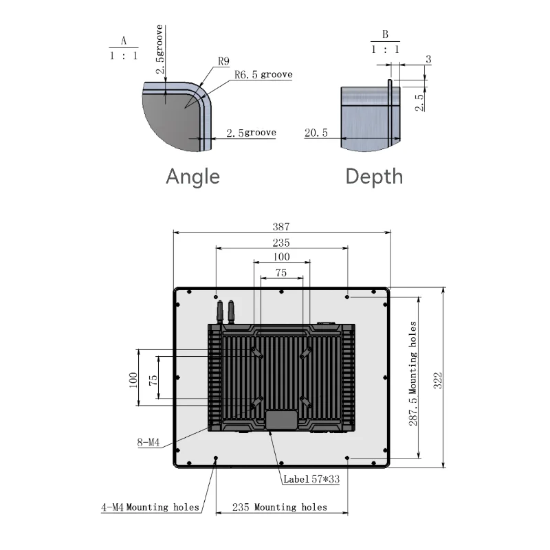 HUGEROCK PTC17A Open Frame Linux IP65 Business module Android usb cheap capacitive Industrial 17 Inch all in one Panel Pc