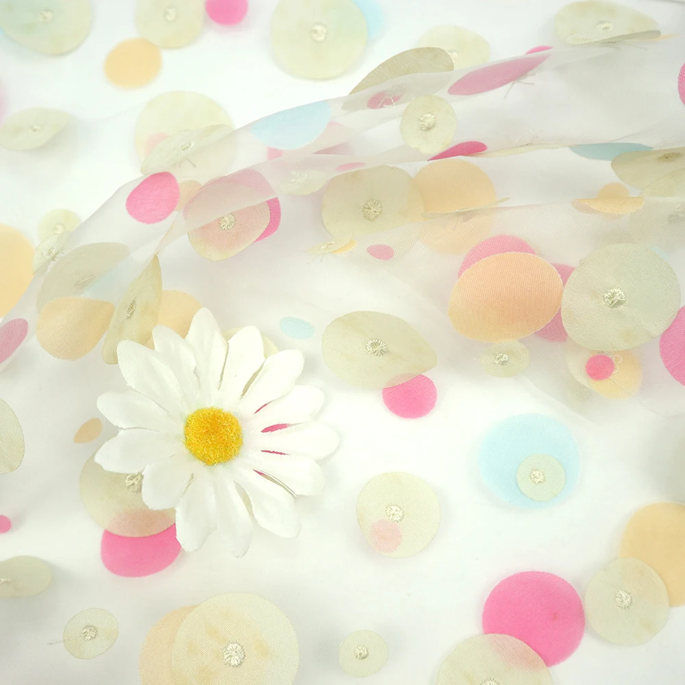 Manufacturer Cloth Material Wholesale 100 Polyester Embroidery Flowers Organza for Making  Dresses