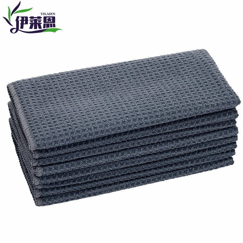 GREY Microfiber Kitchen Cleaning Cloth Thick Dish Rags Waffle Weave Washcloths Dish Cloths Ultra Absorbent 16inch X 16inch