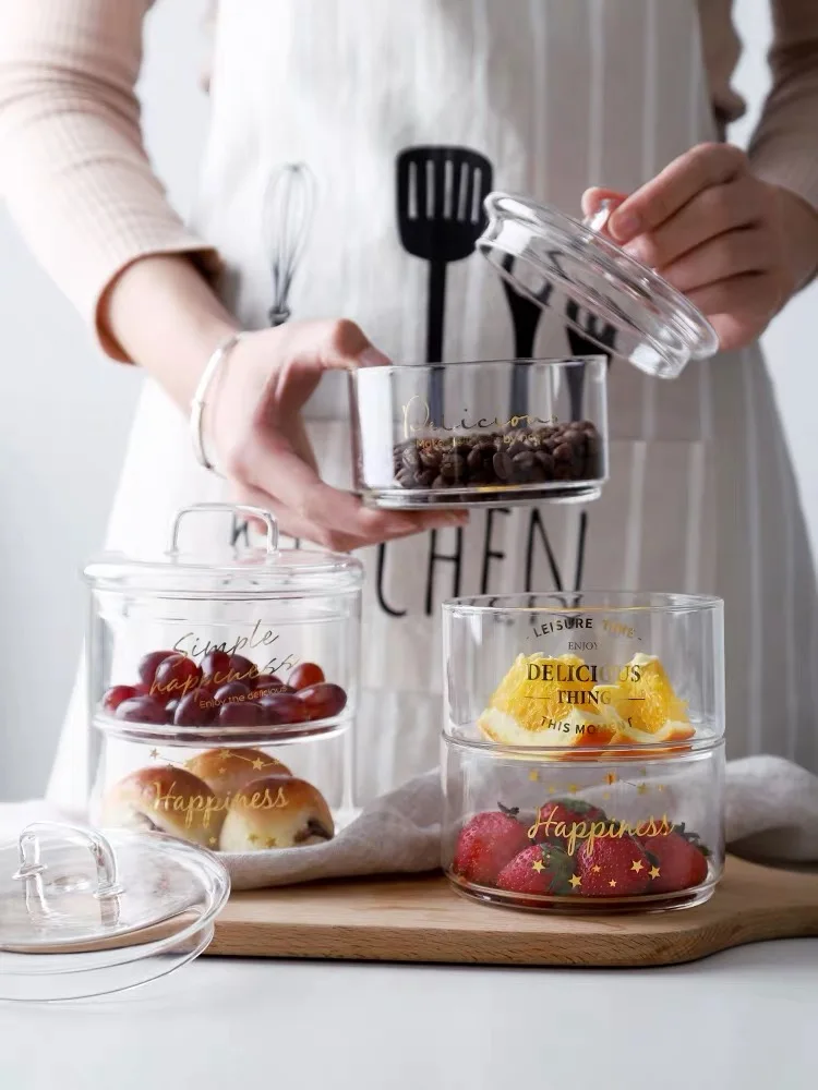 Storage Container Jar Clear Borosilicate Stackable Stack Glass Jar