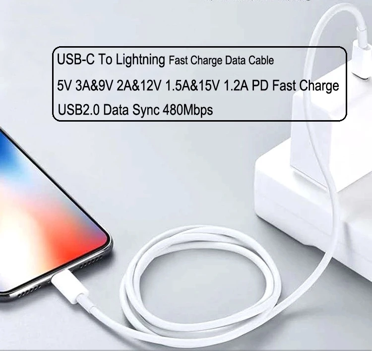
18W PD Type C to Lighting Fast Charging Cable for iPhone 11 pro max Quick Charging Data cable 