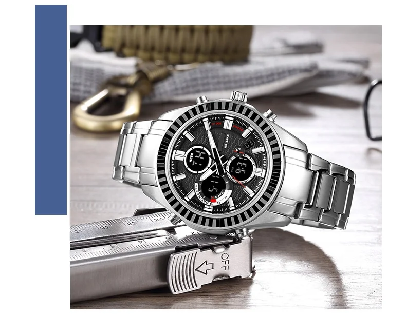 
Blue digital watches 50 meters water resistant watches mens stainless steel men wrist watches 