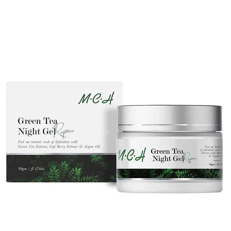 Private Label Tailor Made Green Tea Facial Night Gel Reduces Pores, Brightens Skin Hydrating Skin Repair Night Cream For Women