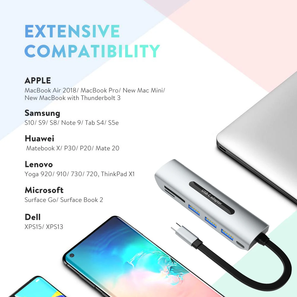 Type C USB 3.1 Docking Station 3.0 Adapter 9 In 1 PD Charge Micro SD TF card Audio HDTV VGA Usb C Hub