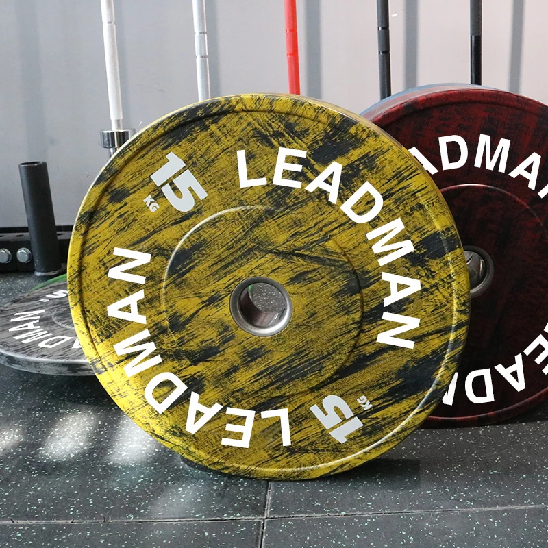 Custom Wholesale Weight Barbell Plate Gym Exercise Competition Weight Lifting Rubber Camo Fleck Bumper Plate