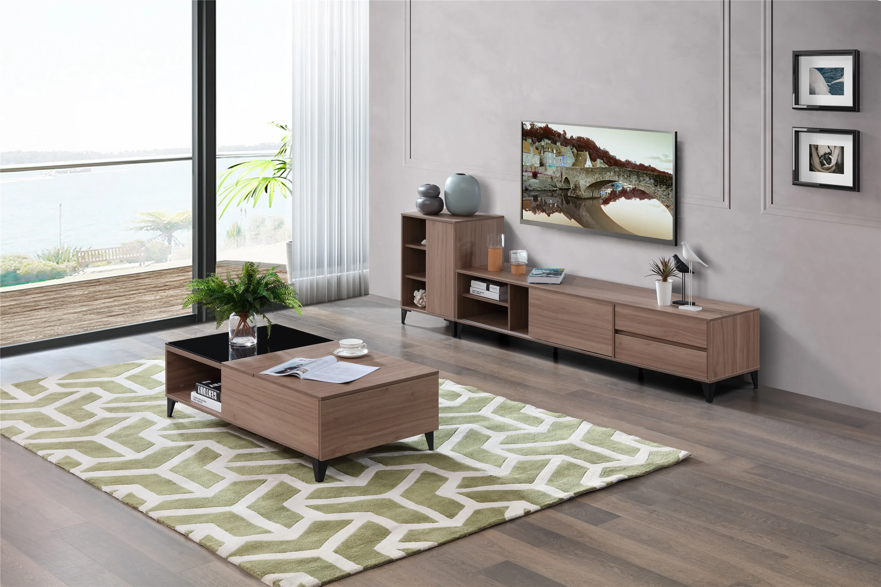 Living Room Furniture Tv Stand with Drawers and Shelves/MODERN WOODEN TV FURNITURE TV STAND PICTURES/ALIBABA WOOD TV LOUNGE