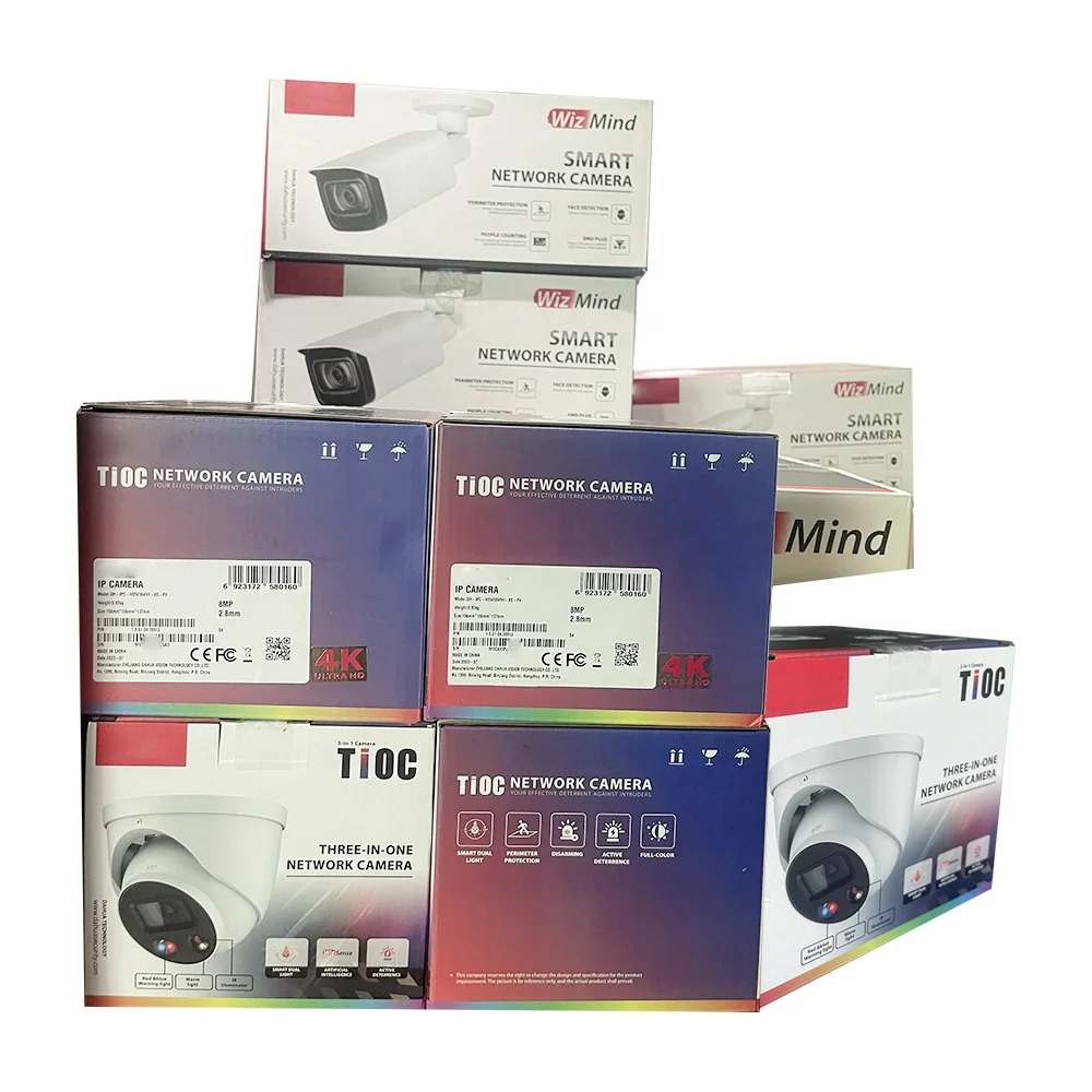 IPC-HFW3849T1-AS-PV Dahua Wizsense TiOC 8MP Smart Dual Light Active Deterrence 4K Full Color PoE IP Camera two way audio