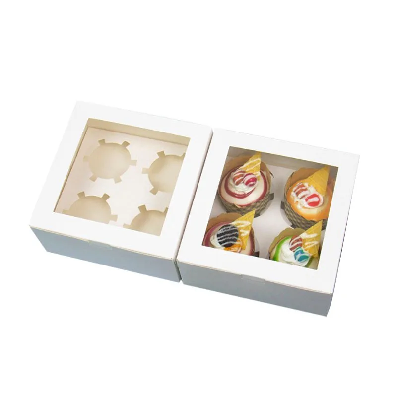 Custom Biodegradable Easy to Fold Cupcake Donut Macaron Food Paper Packaging Container Fruit Cake Dessert Gift Box