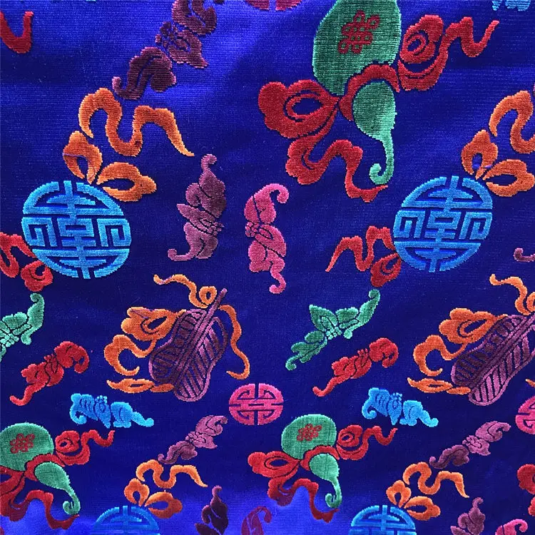 Silk brocade with velvet jacquard  fabric Palace luxury silk jacquard fabric for garment Bhutan garment fabric