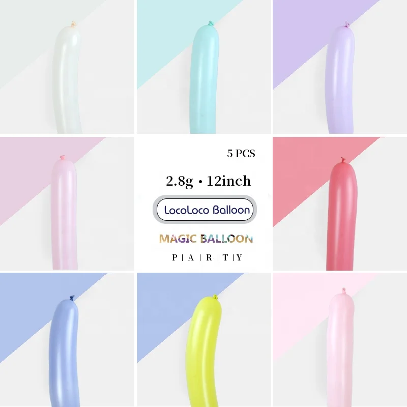 0.8 1 1.5 1.8 LONG SHAPE MAGIC MACARON CHROME 260 360 660  MODELING  LATEX BALLOONS