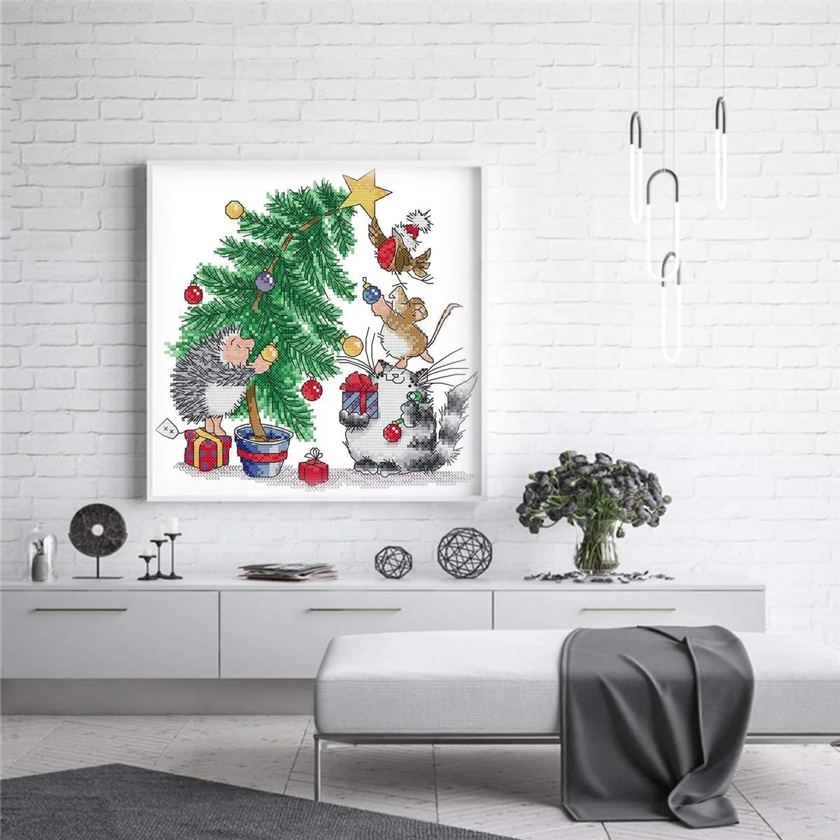 
Hot selling Printed Cross Stitch Kits Embroidery Starter Kits Easy Patterns Stamped Cross Stitch 