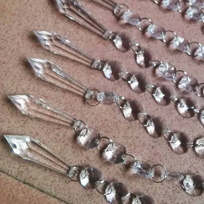 10 Acrylic Crystal Clear Beads Octagonal Beads Strand Hanging Curtain Garland Hanging Wedding Party Decoration Cake Topper Decor